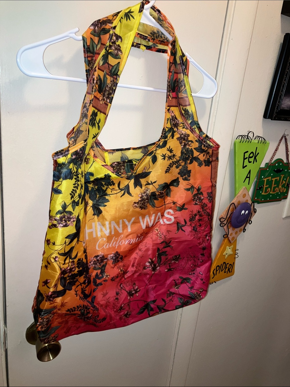 Johnny Was Floral Gradient Tote in Yellow Orange Pink